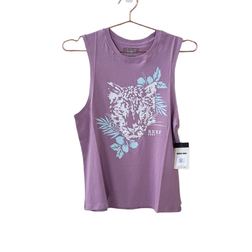 REEF Dusk Purple Big Cat Muscle Tank Size S